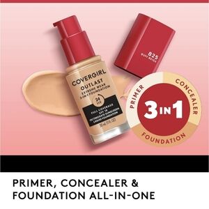 Covergirl Outlast Extreme Wear 3-in-1 Full Coverage Liquid Foundation 856 NEW